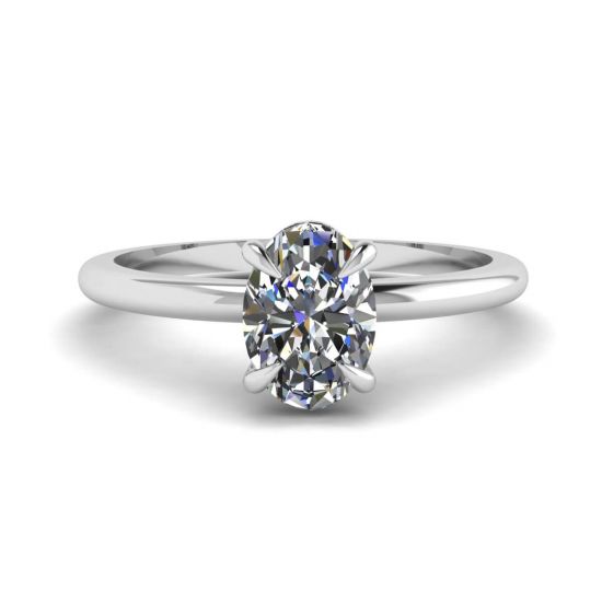 Classic Oval Diamond Solitaire Ring White Gold, Image 1