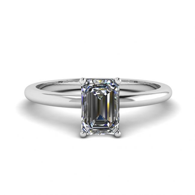 Emerald Cut Diamond Ring White Gold