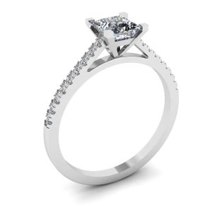 Princess Cut Scalloped Pave Engagement Ring - Photo 3