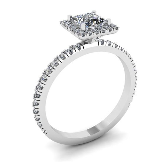 Princess-Cut Floating Halo Diamond Engagement Ring,  Enlarge image 4
