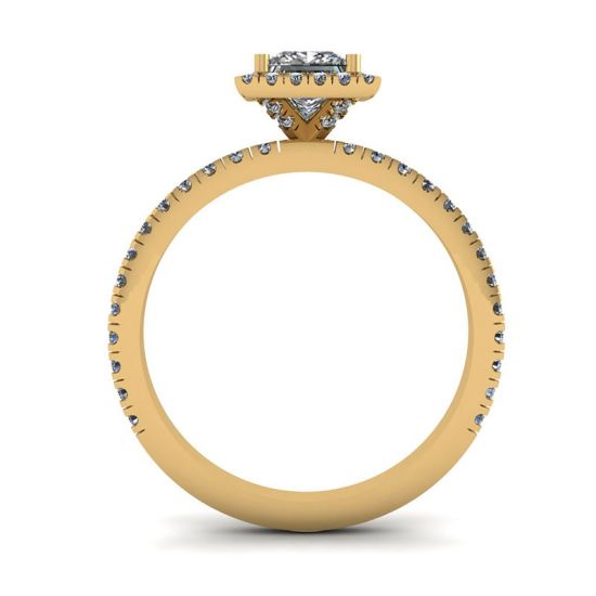 Princess-Cut Floating Halo Diamond Engagement Ring Yellow Gold, More Image 0