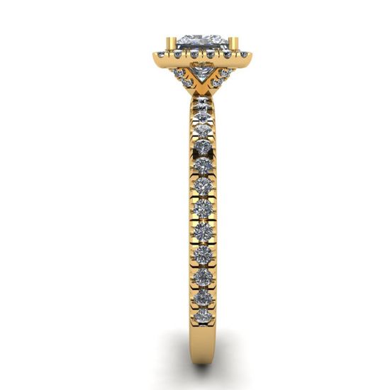 Princess-Cut Floating Halo Diamond Engagement Ring Yellow Gold, More Image 1