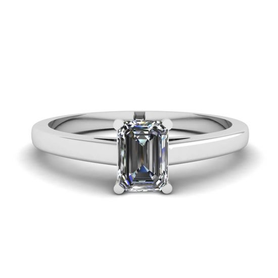 Classic Emerald Cut Diamond Solitaire Ring, Image 1