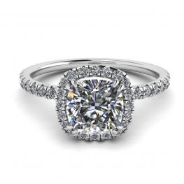 Cushion Diamond Halo Engagement Ring 