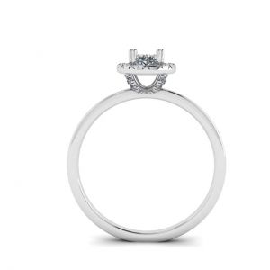 Oval Diamond Halo Engagement Ring - Photo 1