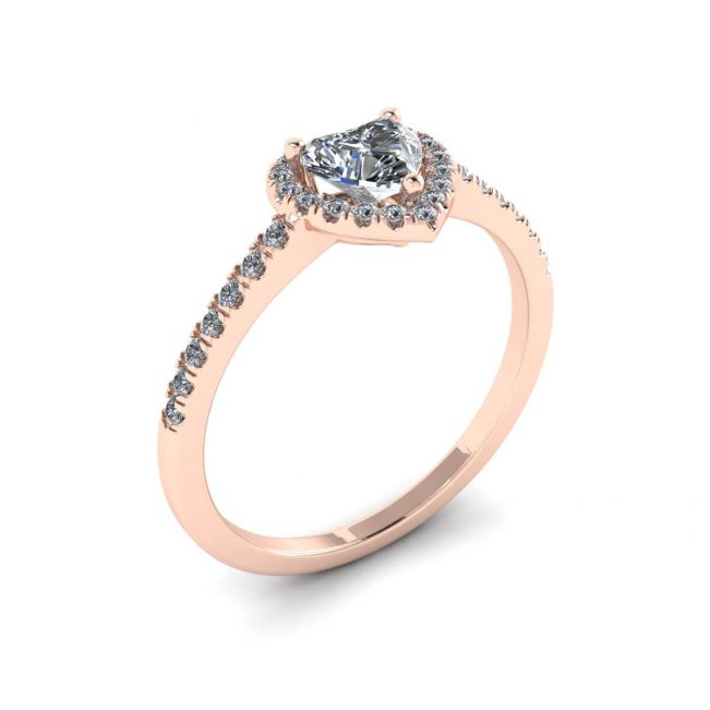 Heart Diamond Halo Engagement Ring Rose Gold - Photo 3