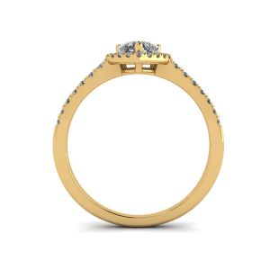 Heart Diamond Halo Engagement Ring Yellow Gold - Photo 1