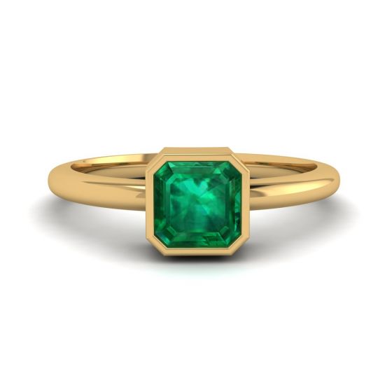 Stylish Square Emerald Ring in 18K  Yellow Gold, Image 1