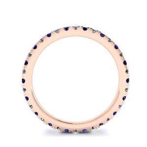 Riviera Pave Sapphire and Diamond Eternity Ring Rose Gold - Photo 1
