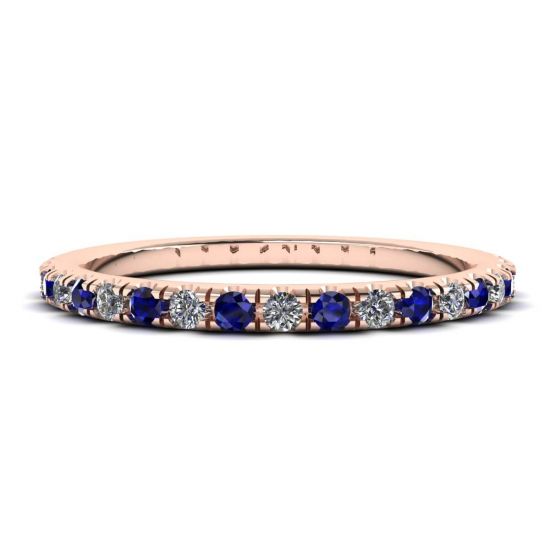 Riviera Pave Sapphire and Diamond Eternity Ring Rose Gold
