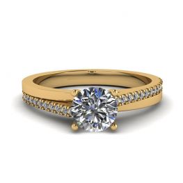 Asymmetrical Side Pave Engagement Ring Yellow Gold