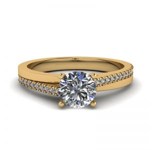 Asymmetrical Side Pave Engagement Ring Yellow Gold