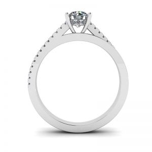 Asymmetrical Side Pave Engagement Ring White Gold - Photo 1