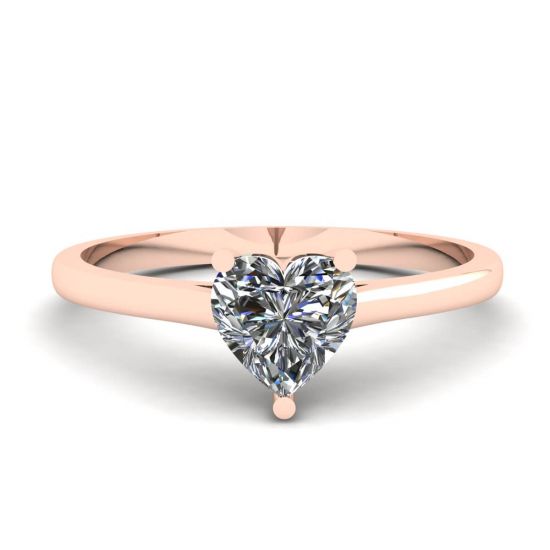 Simple Flat Ring with Heart Diamond Rose Gold, Image 1