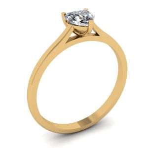 Simple Flat Ring with Heart Diamond Yellow Gold - Photo 3