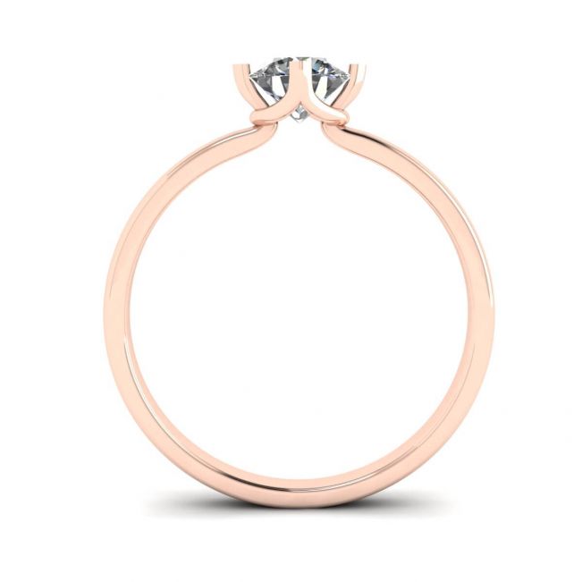 Reversed Prong Style Round Diamond Ring in Rose Gold - Photo 1