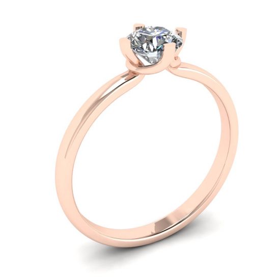 Reversed Prong Style Round Diamond Ring in Rose Gold,  Enlarge image 4