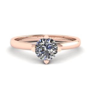Reversed Prong Style Round Diamond Ring in Rose Gold