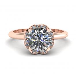 Lace Flower Cushion Diamond Ring Rose Gold