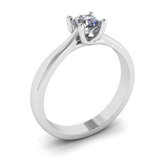 Crossing Prongs Ring with Round Diamond,  Enlarge image 4