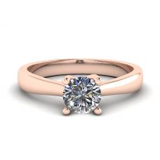Crossing Prongs Ring with Round Diamond 18K Rose Gold