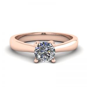 Crossing Prongs Ring with Round Diamond 18K Rose Gold