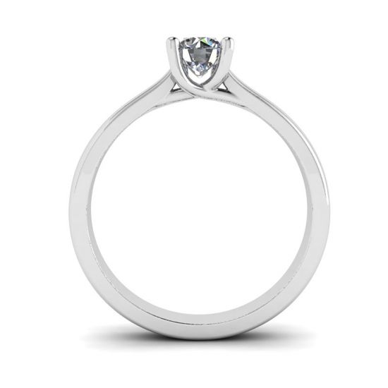 Crossing Prongs Ring with Round Diamond,  Enlarge image 2
