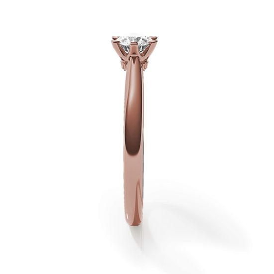 Crown diamond 6-prong engagement ring in rose gold, More Image 1
