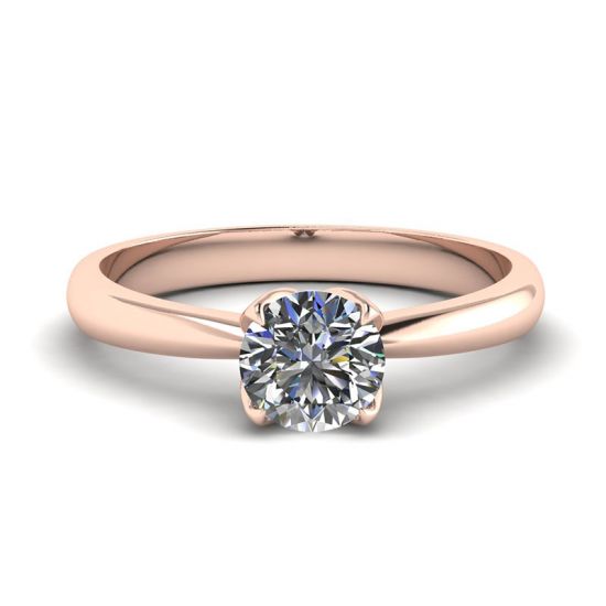 Petal Setting Ring with Round Diamond in 18K Rose Gold, Enlarge image 1