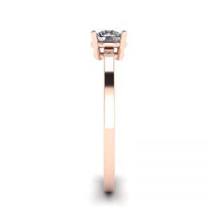 Round Diamond Solitaire Simple 18K Rose Gold Ring - Photo 2
