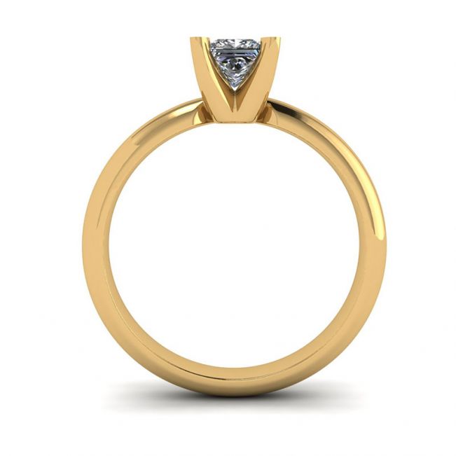 Yellow Gold Ring with Princess Cut Diamond - Photo 1