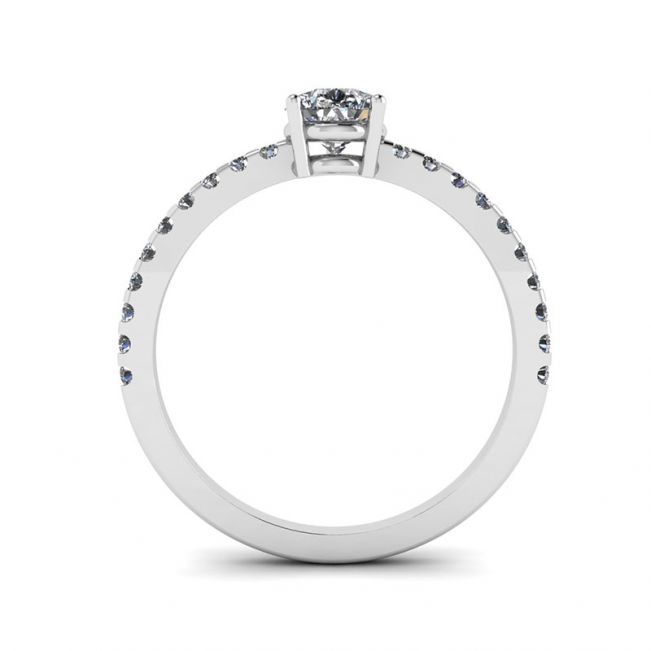 Pear Diamond Ring with Side Pave White Gold - Photo 1