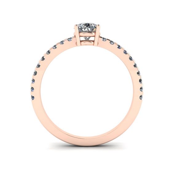Pear Diamond Ring with Side Pave Rose Gold, More Image 0