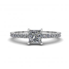 Princess Cut Diamond Ring with Side Pave Princess Cut Diamond Ring with Side Pave