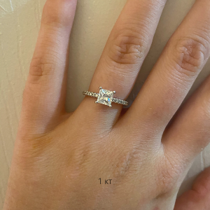 Princess Cut Diamond Ring with Side Pave - Photo 5