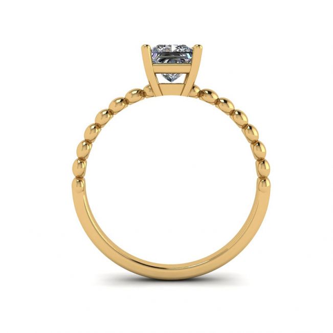 Bearded Ring with Princess Cut Diamond in 18K Yellow Gold - Photo 1