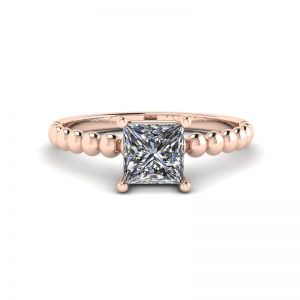 Bearded Ring with Princess Cut Diamond in 18K Rose Gold