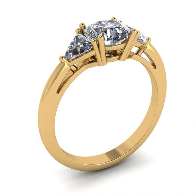 Three Diamond Ring in 18K Yellow Gold - Photo 3