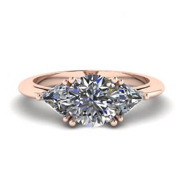 Three Diamond Ring in 18K Rose Gold