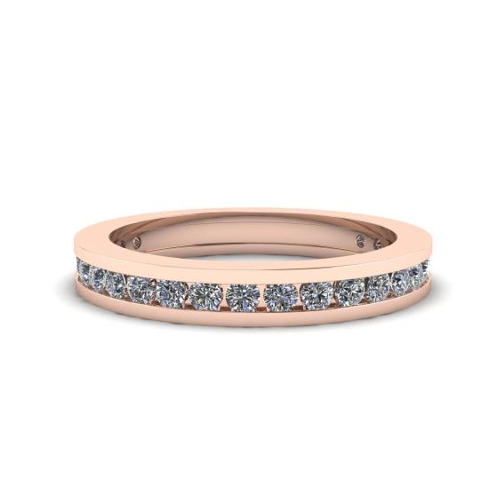 Channel Setting Eternity Diamond Ring Rose Gold, Image 1