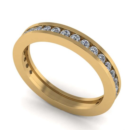 Channel Setting Eternity Diamond Ring Yellow Gold,  Enlarge image 2