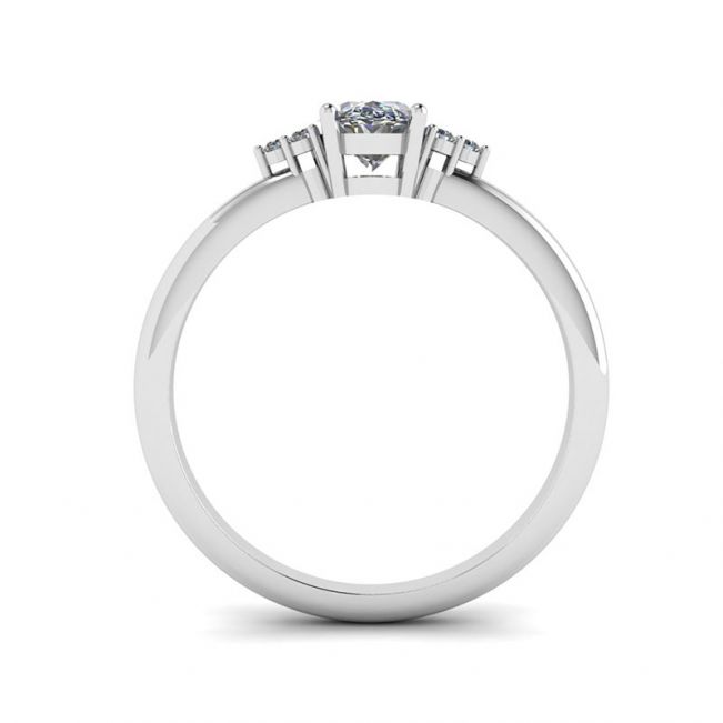 Oval Diamond with 3 Side Diamonds Ring - Photo 1