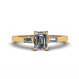 Emerald Cut and Side Baguette Diamond Ring Yellow Gold Emerald Cut and Side Baguette Diamond Ring Yellow Gold
