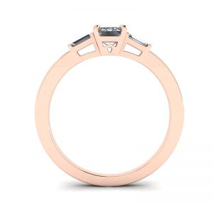 Emerald Cut and Side Baguette Diamond Ring Rose Gold - Photo 1