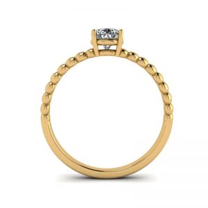 Beaded Band Pear Cut Engagement Ring Yellow Gold - Photo 1