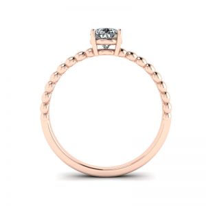 Beaded Band Pear Cut Engagement Ring Rose Gold - Photo 1