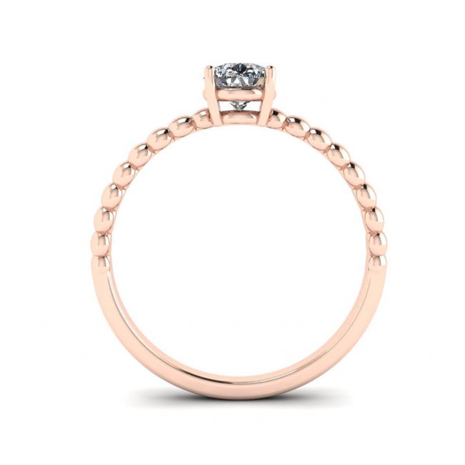 Beaded Band Pear Cut Engagement Ring Rose Gold - Photo 1