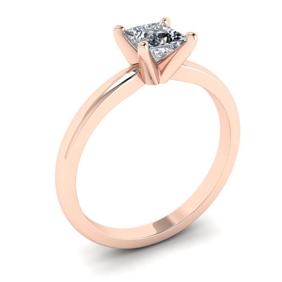 Mixed Rose and White Gold Ring with Princess Diamond,  Enlarge image 4