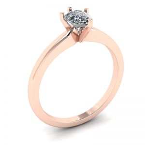 Pear Diamond Solitaire Ring in 6 prongs Rose Gold - Photo 3