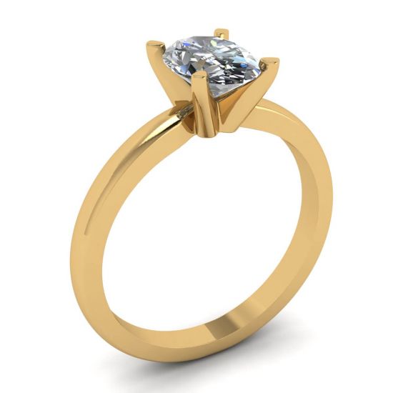 Oval Diamond Ring in 18K Yellow Gold,  Enlarge image 4